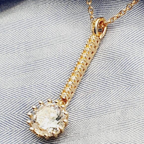 Dazzling Round Sun Flower CZ Long Pendant Necklace for Women, EVGG1112 - Picture 5 of 13